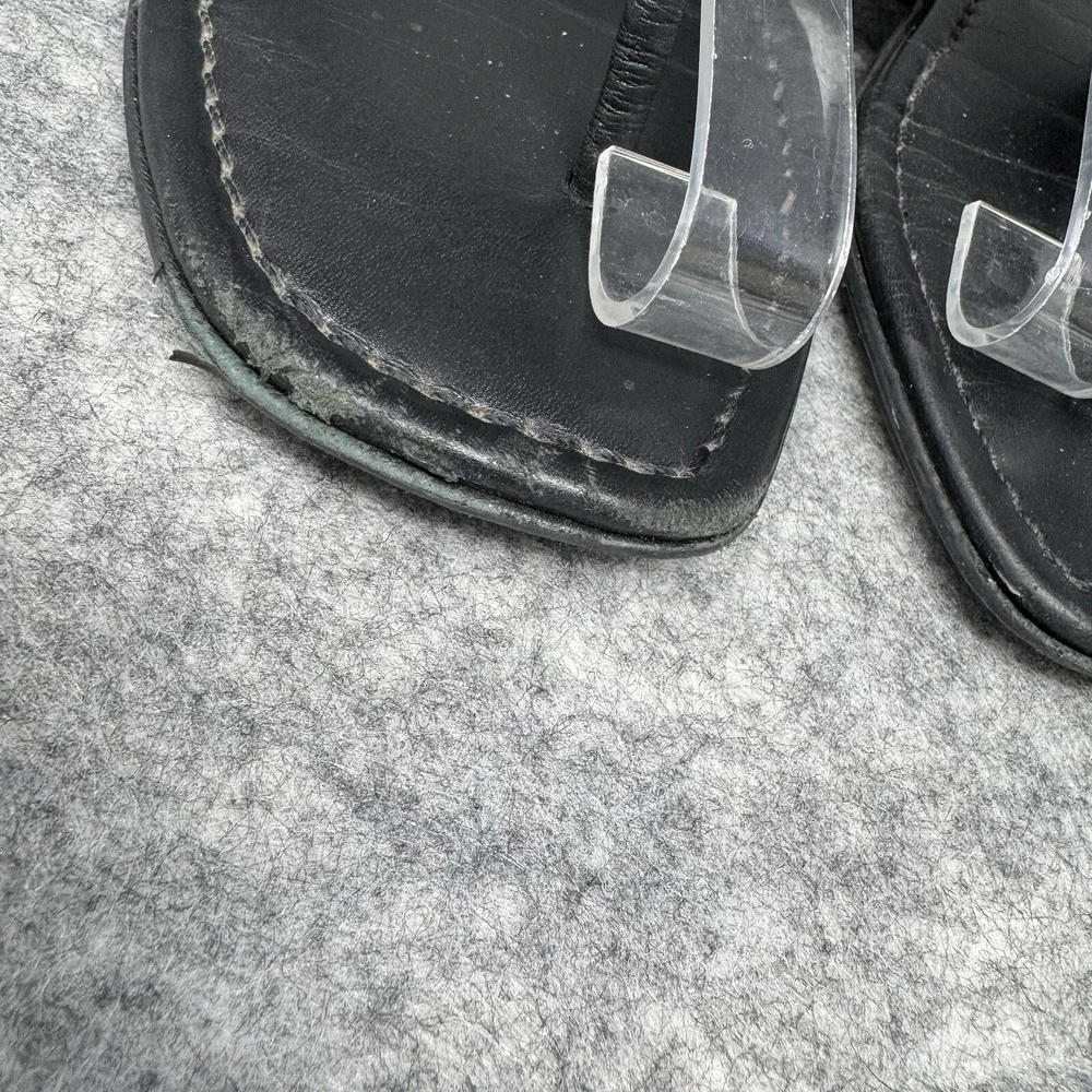 Tory Burch Georgia Thong Sandals Size 7 Calfskin Leather Perfect Black 84937